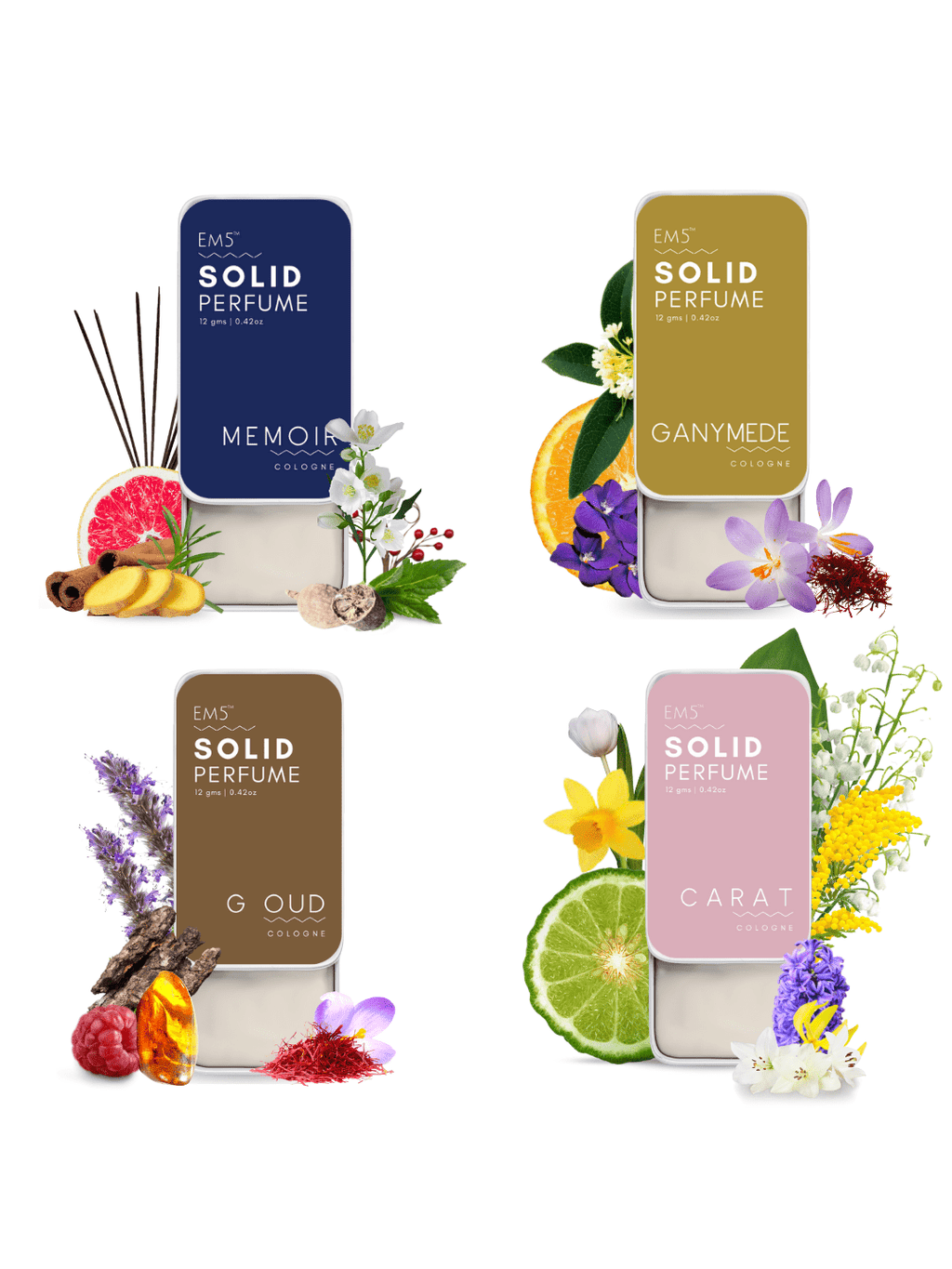 Unisex Set of 4 Solid Perfumes