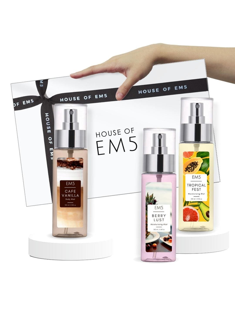 EM5™ Gift Pack for Women | Set of 3 Body Mists for Her | Hydrating, Moisturizing and Long Lasting with Vitamin E and Aloe Vera | Gift Set For Women / Her - House of EM5