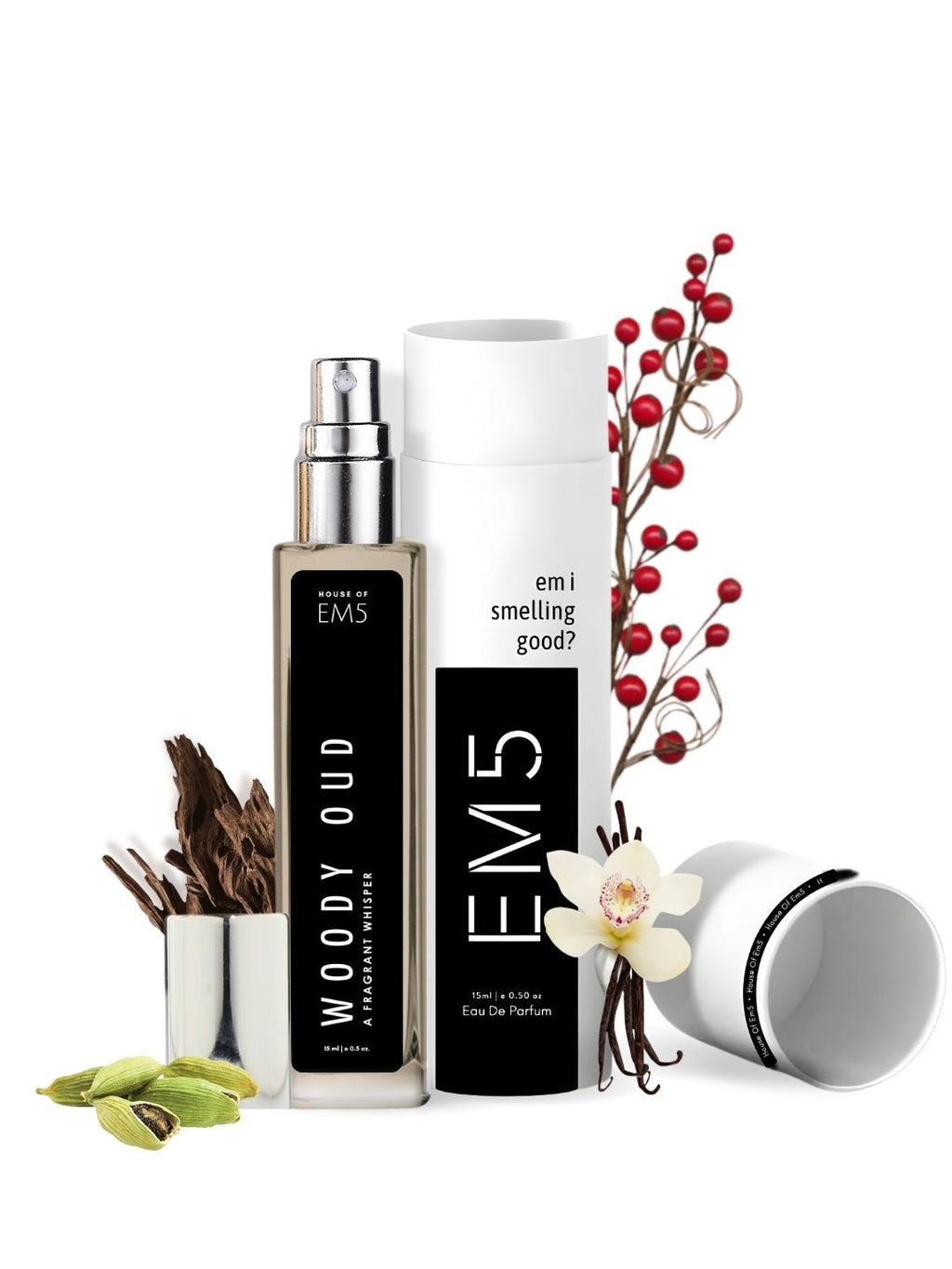 EM5™ Woody Oud Unisex Perfume for Men & Women | Eau De Parfum Spray | Woody Oud Spicy Fragrance Accords | Luxury Gift for Him / Her | Sizes Available: 50 ml / 15 ml - House of EM5