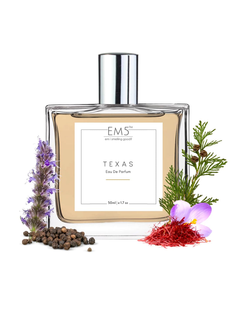 EM5™ Texas Perfume for Men | Spicy Woody Sweet Aromatic Fragrance | 50 ml Eau de Parfum Spray | Luxury Gift for Him