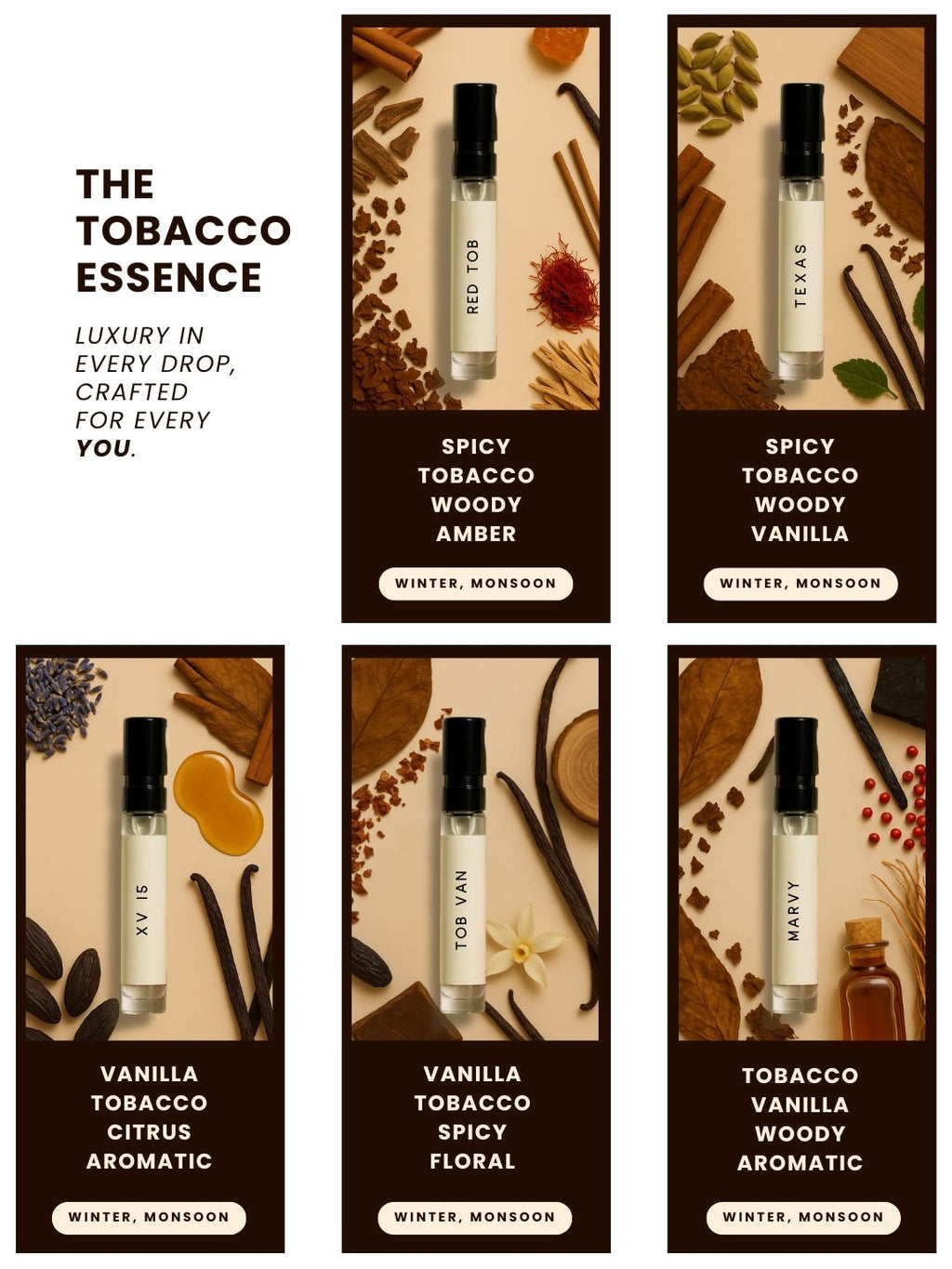 The Tobacco Essence Pack of 5 Perfumes