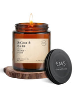 EM5™ Relax & Calm | Aromatherapy Scented Candles | Orange & Peach | 100% Natural Wax | 100gms Upto 30 Hrs Burn Time | Smoke Free & Non Toxic
