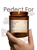 EM5™ Relax & Calm | Aromatherapy Scented Candles | Orange & Peach | 100% Natural Wax | 100gms Upto 30 Hrs Burn Time | Smoke Free & Non Toxic