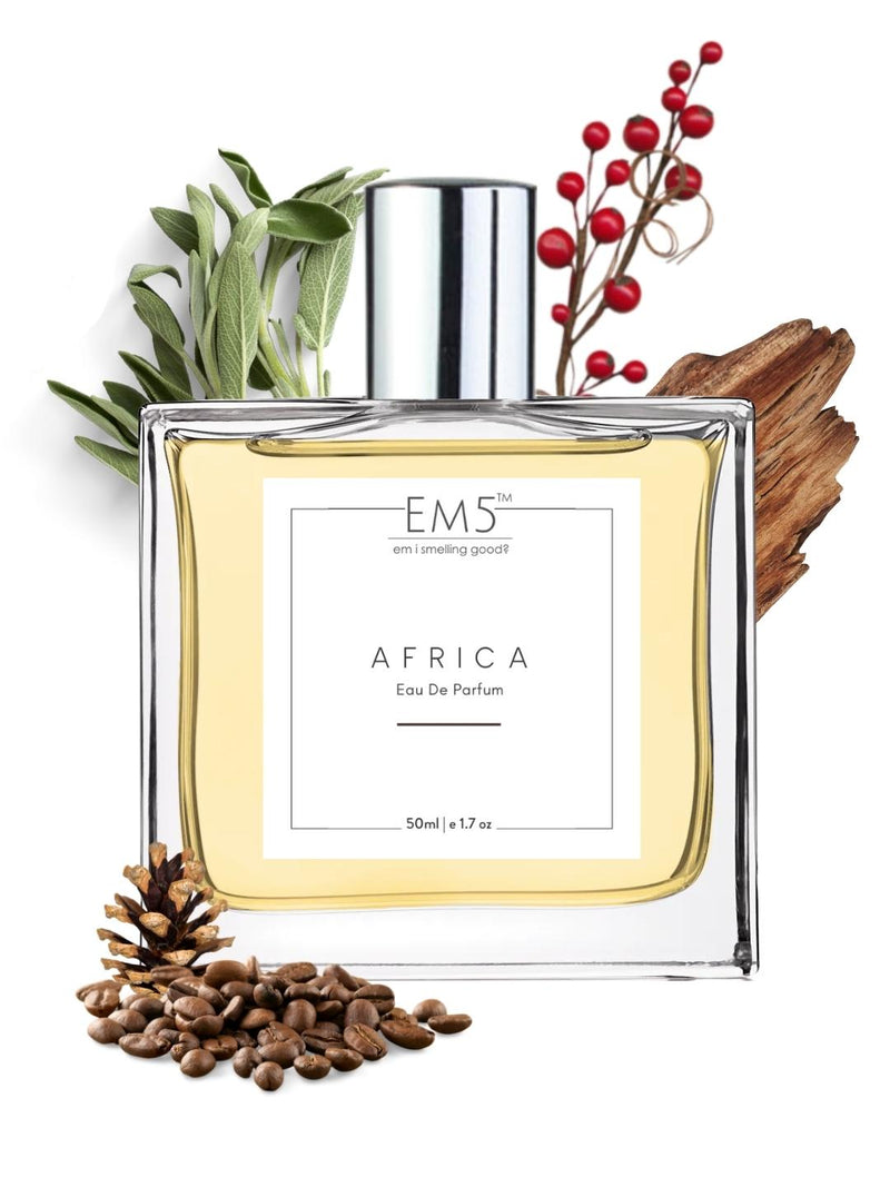 EM5™ Africa Perfume for Men | Eau De Parfum Spray | Citrus Warm Spicy Fragrance Accords | Luxury Gift for Him | Sizes Available: 50 ml / 15 ml - House of EM5