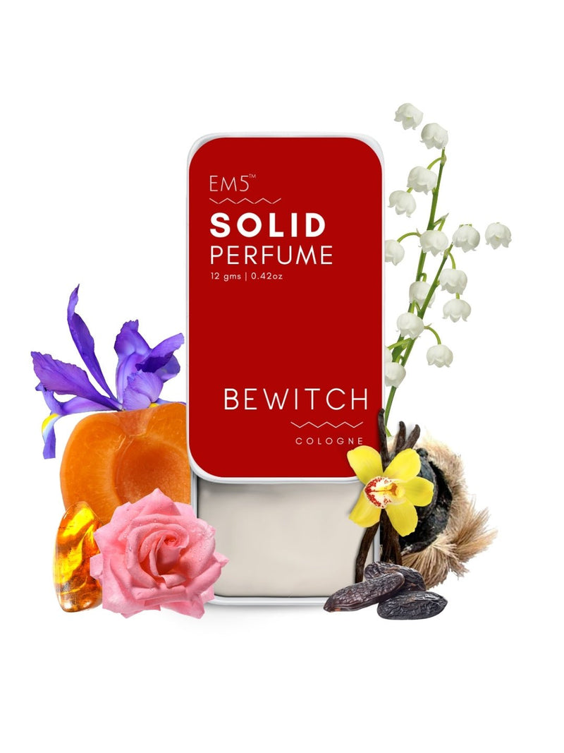 EM5™ Bewitch | Solid Perfume for Women | Alcohol Free | Strong and lasting fragrance | Sweet Vanilla Fruity Rose Floral | Goodness of Beeswax + Shea Butter