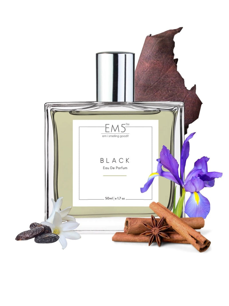 EM5™ Black Perfume EDP Spray for Men | Woody Warm Spicy Fragrance Accords | Luxury Gift for Him | Variants Available: 50 ml Spray / 15 ml Spray