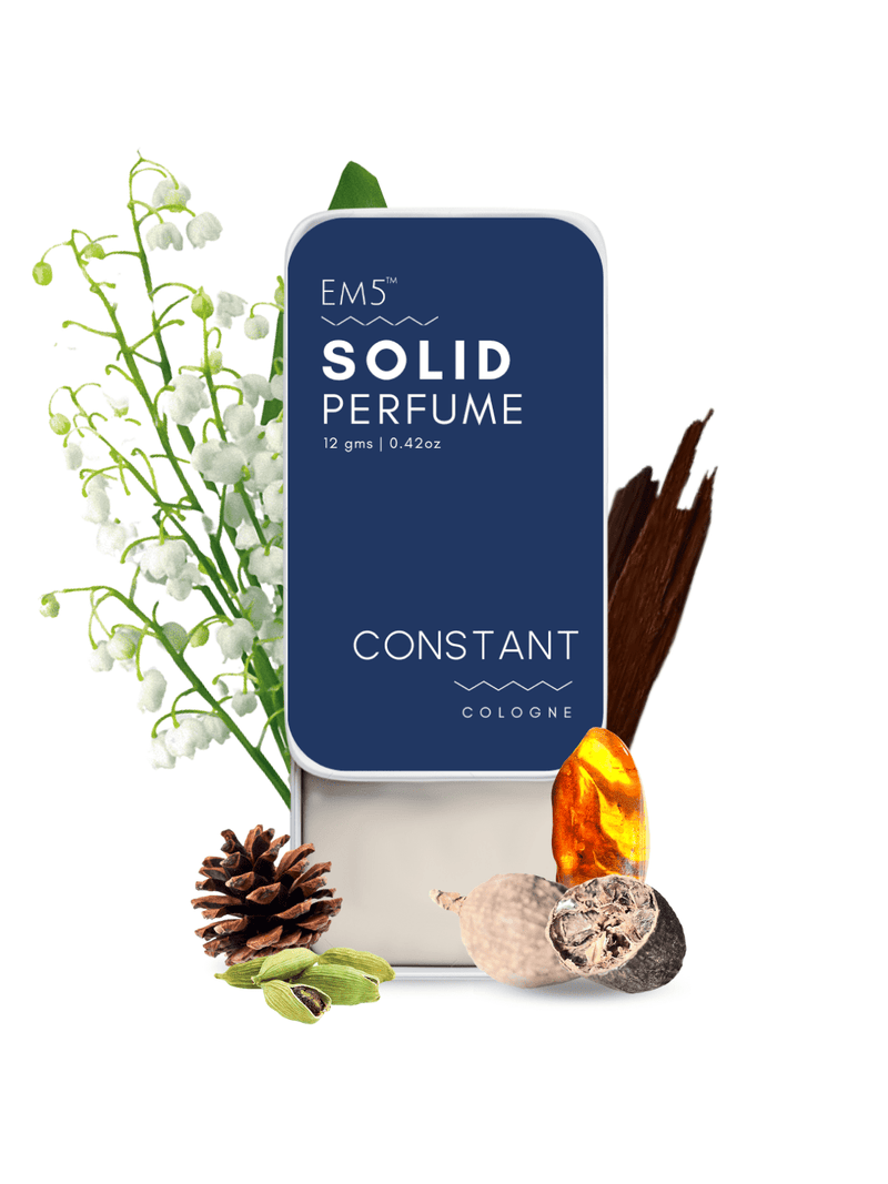 EM5™ Constant | Solid Perfume for Men | Alcohol Free | Strong and lasting fragrance | Spicy Musky Woody | Goodness of Beeswax + Shea Butter