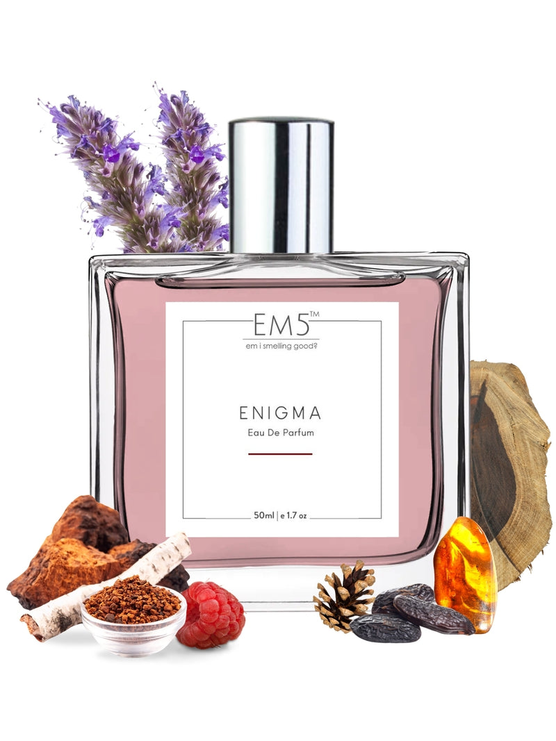 EM5™ Enigma Unisex Perfume | Eau de Parfum Spray for Men & Women | Woody Amber Warm Spicy Accords | Luxury Gift for Him / Her | Sizes Available: 50 ml / 15 ml - House of EM5
