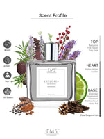 EM5™ Explorer Perfume for Men | 50 ml Eau de Parfum (EDP) Strong and Long Lasting Spray | Woody Fresh Spicy Fragrance | Luxury Gift for Men