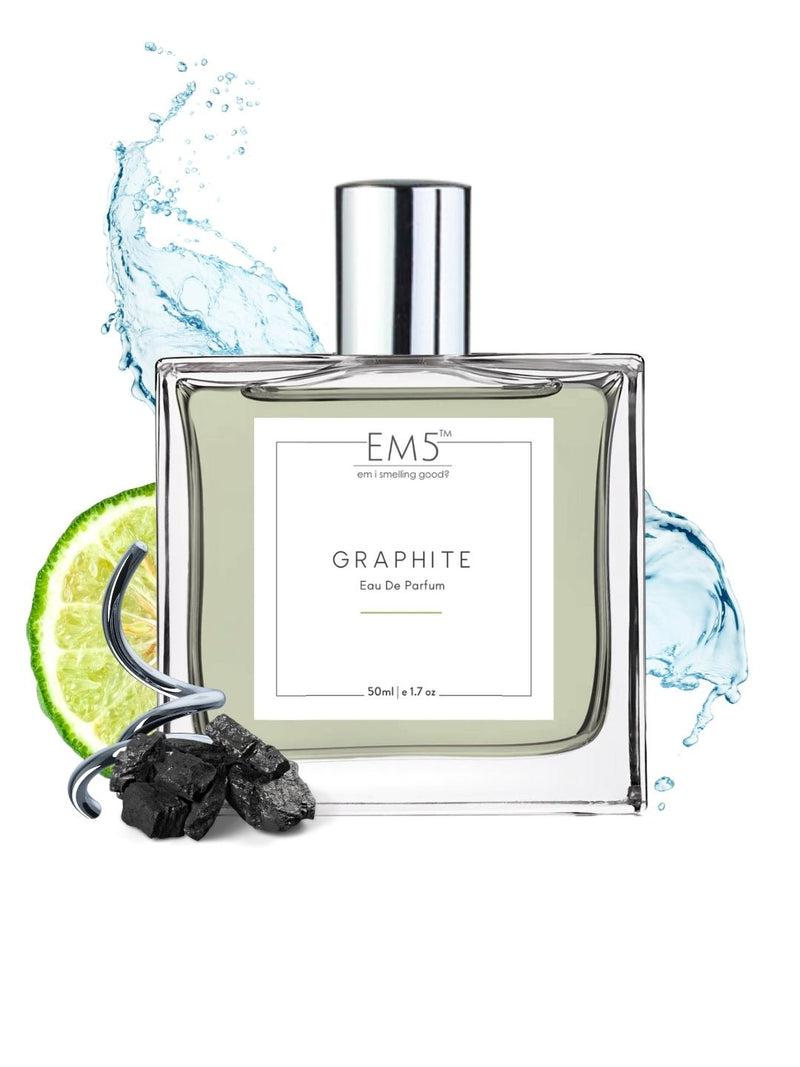 EM5™ Graphite Perfume for Men | Spicy Aromatic Citrus Musky Woody Fragrance | 50ml Unisex Eau de Parfum Spray | Luxury Gift for Him