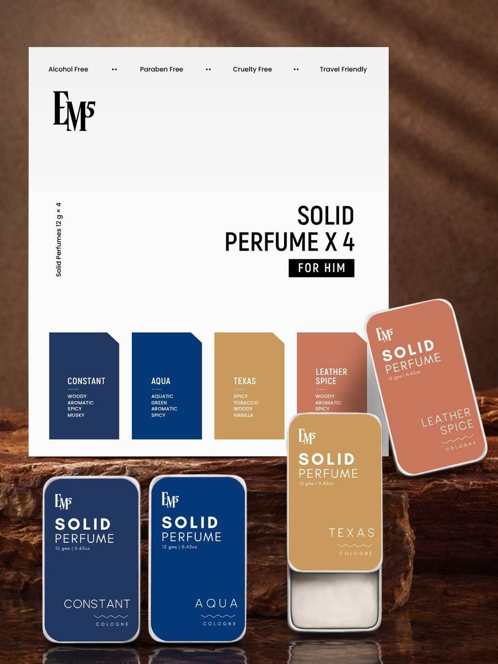 Men Set of 4 Solid Perfumes