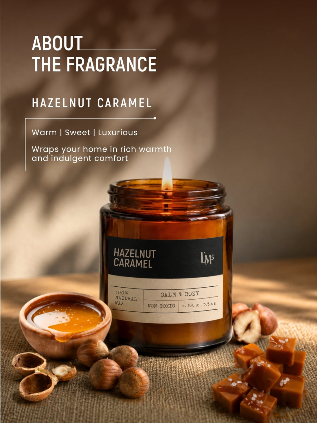 Hazelnut Caramel | Aromatherapy Scented Candle