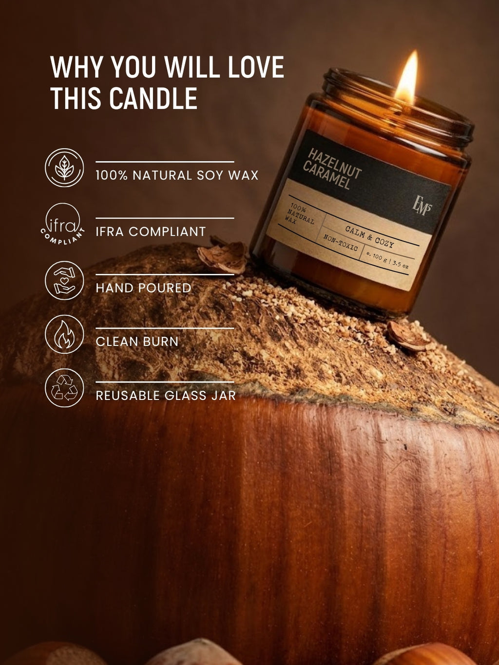 Hazelnut Caramel | Aromatherapy Scented Candle