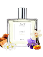 EM5™ Juno Perfume for Women | Strong and Long Lasting | Powdery Woody Floral | Luxury Gift for Women | 50 ml Spray / 10ml Alcohol Free Roll On