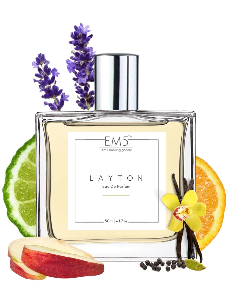 EM5™ Layton Unisex Perfume EDP Spray | For Men & Women | Vanilla Woody Warm & Spicy | Luxury Gift for Him / Her | Variants Available: 50 ml Spray / 15 ml Spray
