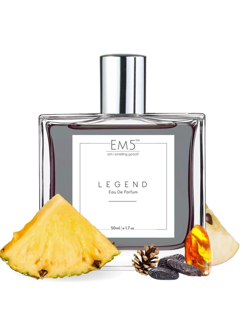 EM5™ Legend Unisex Perfume | Eau De Parfum Spray for Men & Women | Aromatic Warm Spicy Fragrance Accords | Luxury Gift for Him / Her | Sizes Available: 50 ml / 15 ml - House of EM5