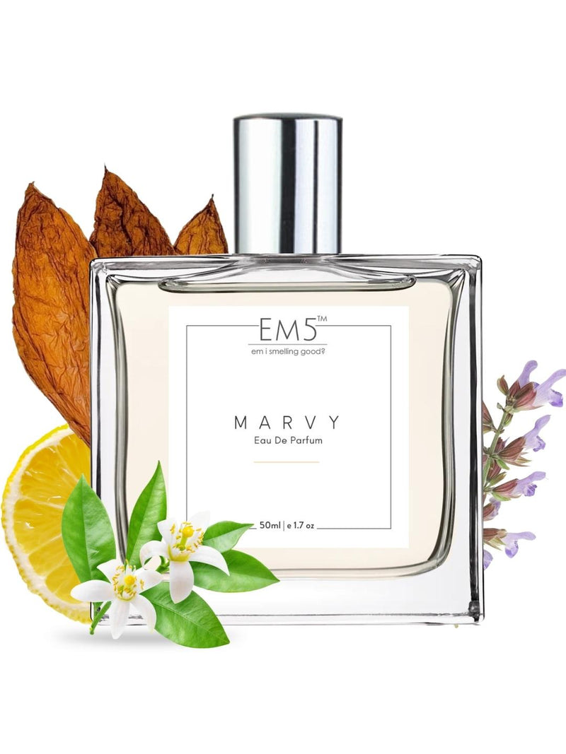 EM5™ Marvy Perfume for Men | Eau De Parfum Spray | Tobacco Sweet Rum Fragrance Accords | Luxury Gift for Him | Sizes Available: 50 ml / 15 ml - House of EM5