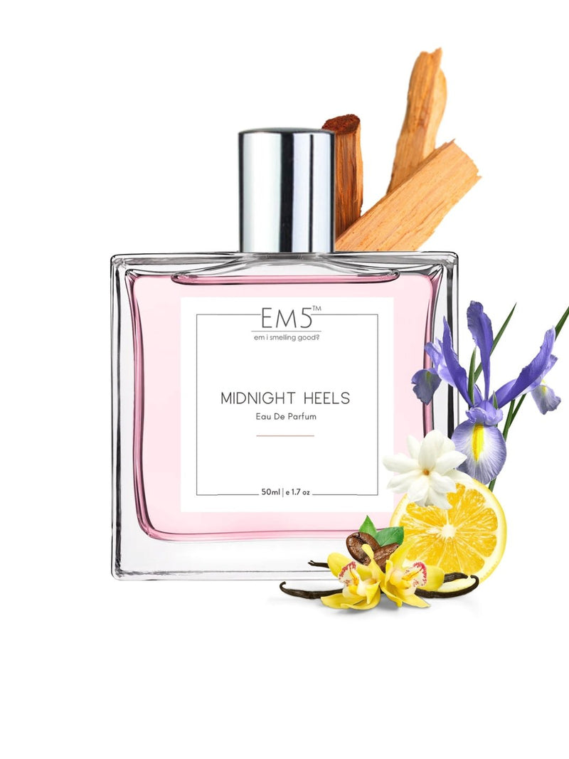 EM5™ Midnight Heels Perfume for Women | Sweet Warm Spicy Vanilla Powdery Fragrance | 50ml Unisex Eau de Parfum Spray | Luxury Gift for Her