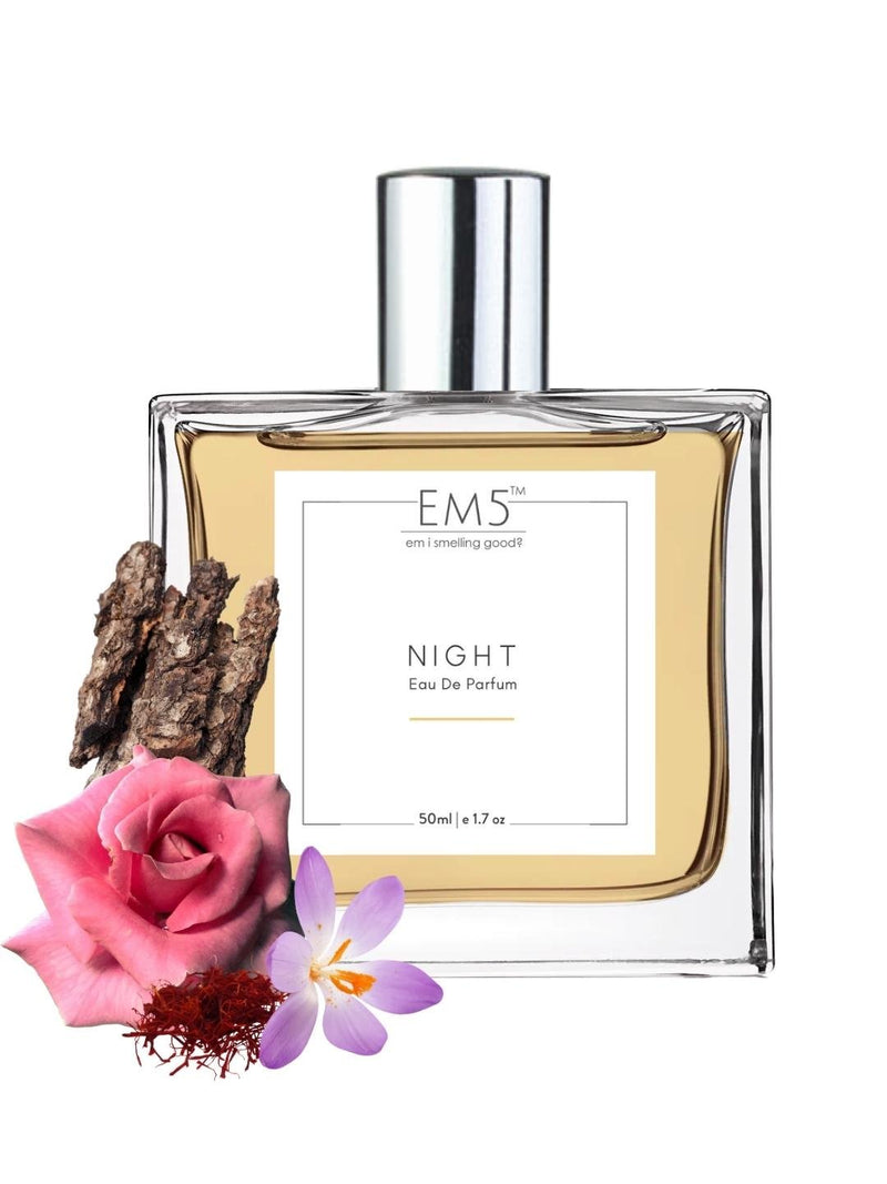 EM5™ Night Unisex Perfume | Eau De Parfum Spray for Men & Women | Amber Woody Rose Fragrance Accords | Luxury Gift for Him / Her | Sizes Available: 50 ml / 15 ml - House of EM5