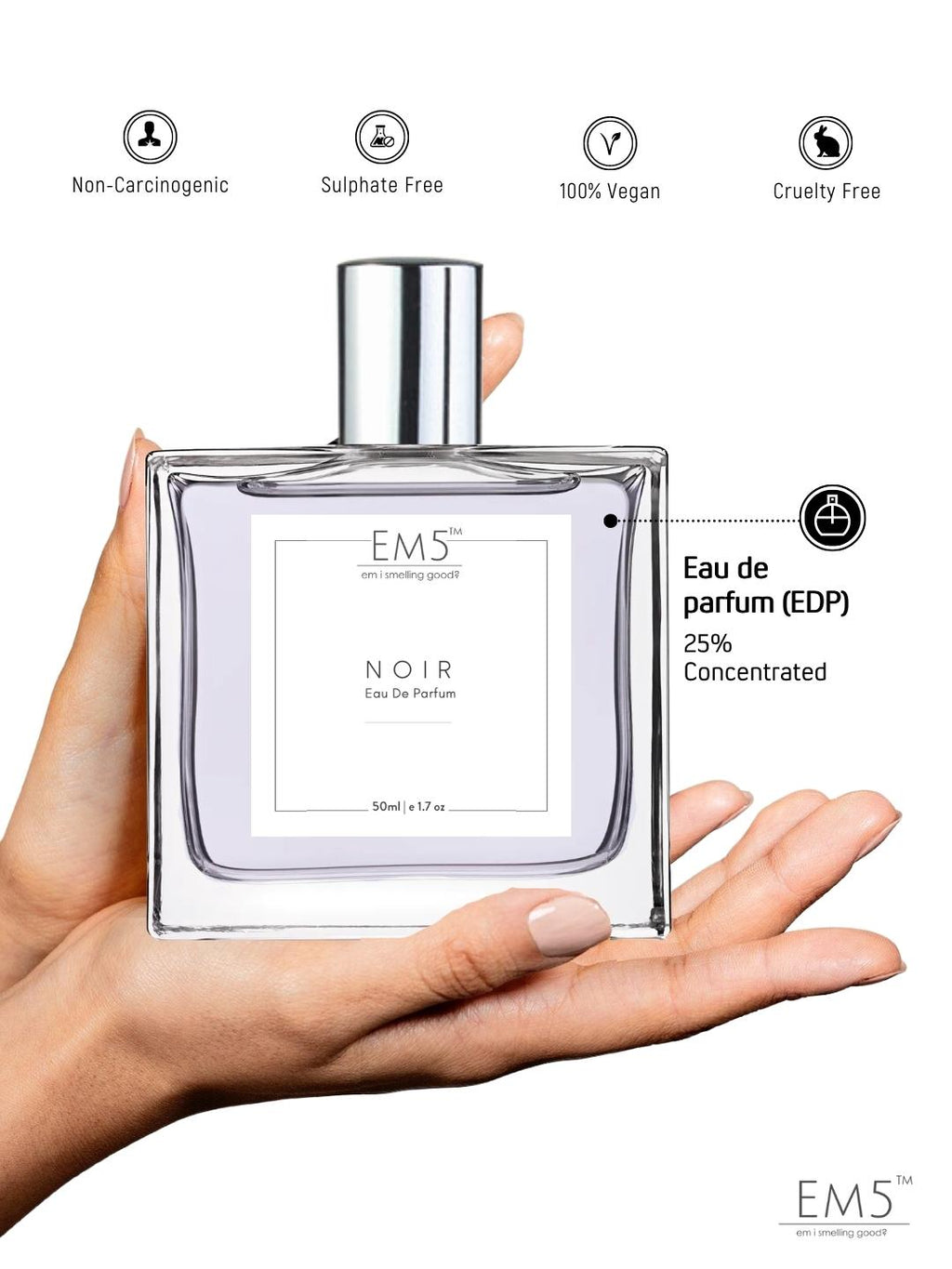 EM5™ Noir Perfume for Men | Eau De Parfum Spray | Amber Woody Spicy Fragrance Accords | Luxury Gift for Him | Sizes Available: 50 ml/ 15 ml - House of EM5
