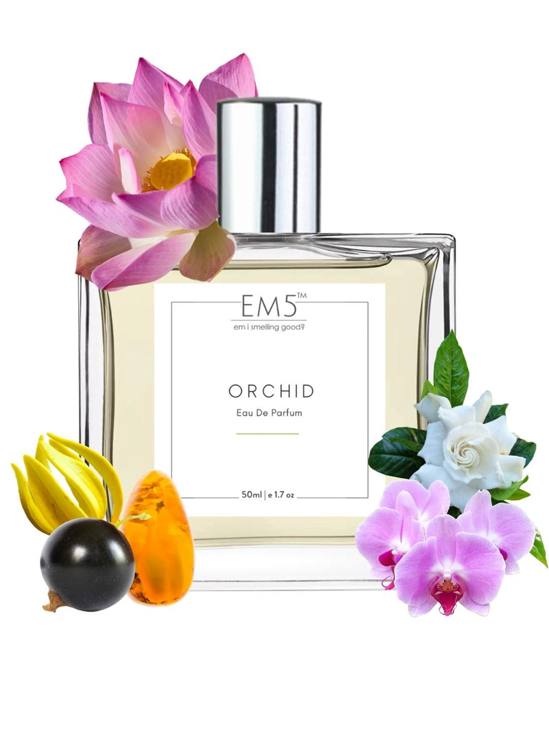 EM5™ Orchid Perfume for Women | Eau De Parfum Spray | Warm Spicy Earthy Woody Fragrance Accords | Luxury Gift for Her | Sizes Available: 50 ml / 15 ml - House of EM5
