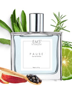 EM5™ Pause Perfume for Men | Strong and Long Lasting | Aromatic Fresh Amber | Luxury Gift for Men | 50 ml Spray / 10ml Alcohol Free Roll On