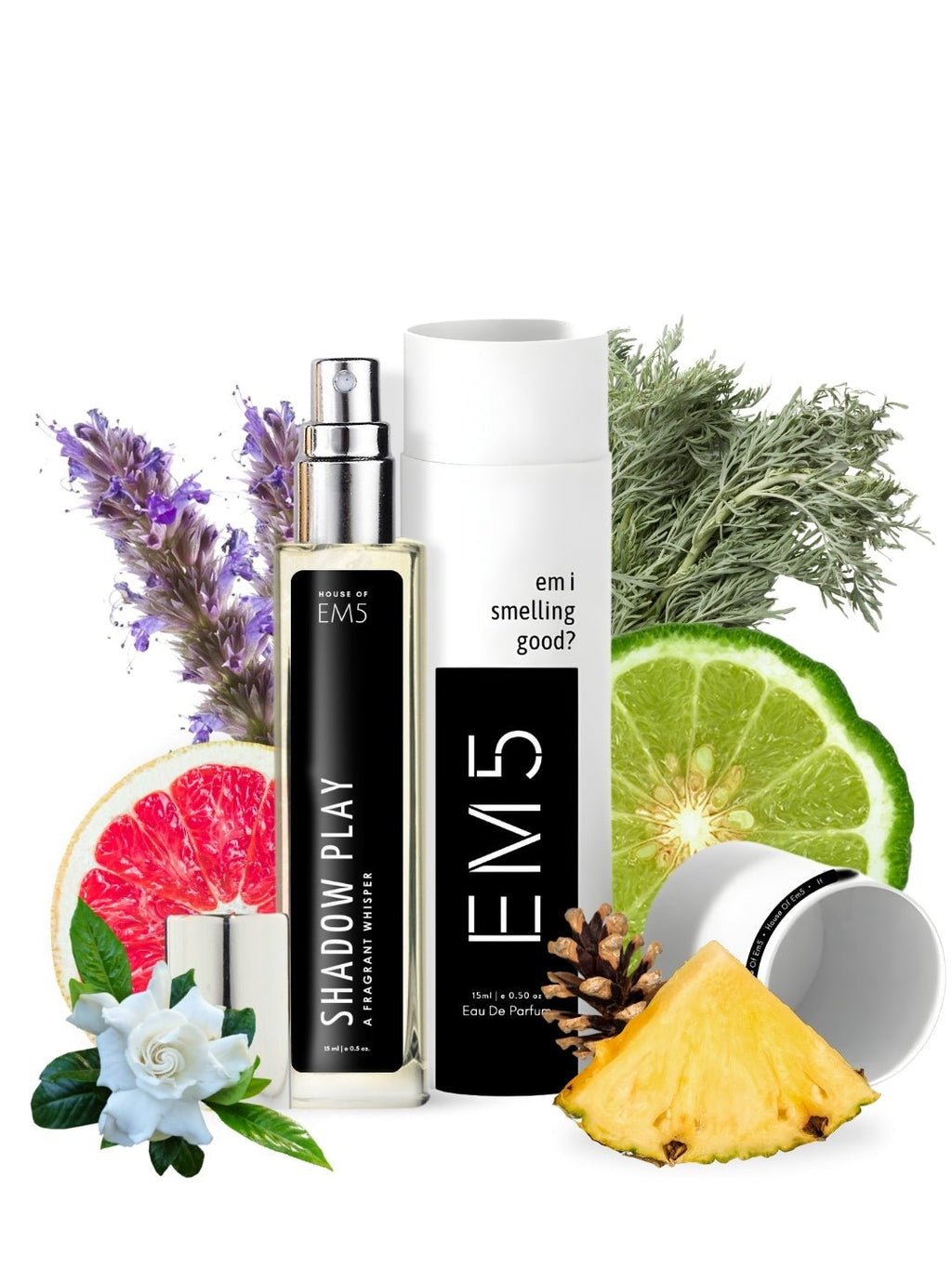 EM5™ Shadow Play Unisex Perfume | Earthy Woody Sweet Citrus Fragrance Accords | Eau De Parfum Spray for Men & Women | Luxury Gift for Him / Her | Sizes Available: 50 ml / 15 ml - House of EM5