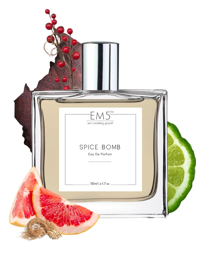 EM5™ Spice Bomb Perfume for Men | Warm Spicy Cinnamon Tobacco Fragrance Accords | Eau De Parfum Spray | Luxury Gift for Him | Sizes Available: 50 ml / 15 ml - House of EM5