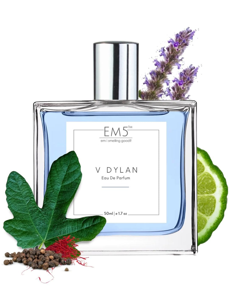 EM5™ V Dylan Perfume for Men | Strong and Long Lasting | Aromatic Woody Fresh | Luxury Gift for Men | 50 ml Spray / 10ml Alcohol Free Roll On