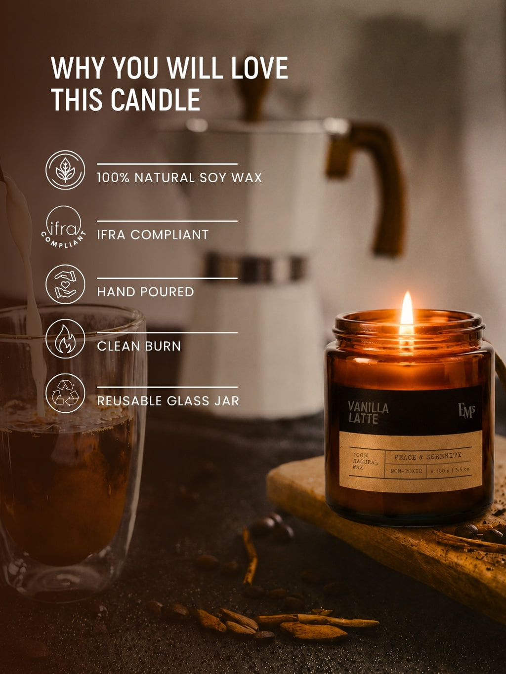 Vanilla Latte | Aromatherapy Scented Candle
