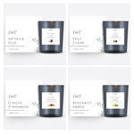 EM5™ Set of 4 Scented Candles | Saffron Oud, Bergamot Amber, Apple Bergamot, Ginger Cinnamon | 80 Hrs Burn Time | 4X60Gm Each