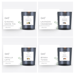 EM5™ 4 Scented Candles Set | Vanilla Latte, Ginseng Green Tea, Lavender Cranberry, Myrrh Tonka | 80 Hrs Burn Time | 4X60Gm Each