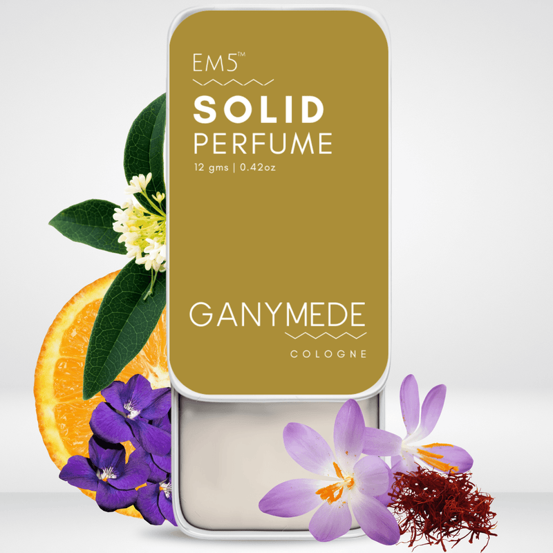 EM5™ Ganymede | Solid Perfume for Men & Women | Alcohol Free | Strong and lasting fragrance | Warm Spicy Leather | Goodness of Beeswax + Shea Butter - House of EM5