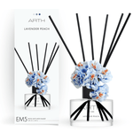 EM5™ Lavender Peach Reed Diffuser (120 ml) | Scented Diffuser for Home & Aromatherapy | Natural Fragrance of Lavender & Peach | Lasts Upto 45 to 60 days & Smokeless | 8 Reeds with Diffuser Jar & Oil