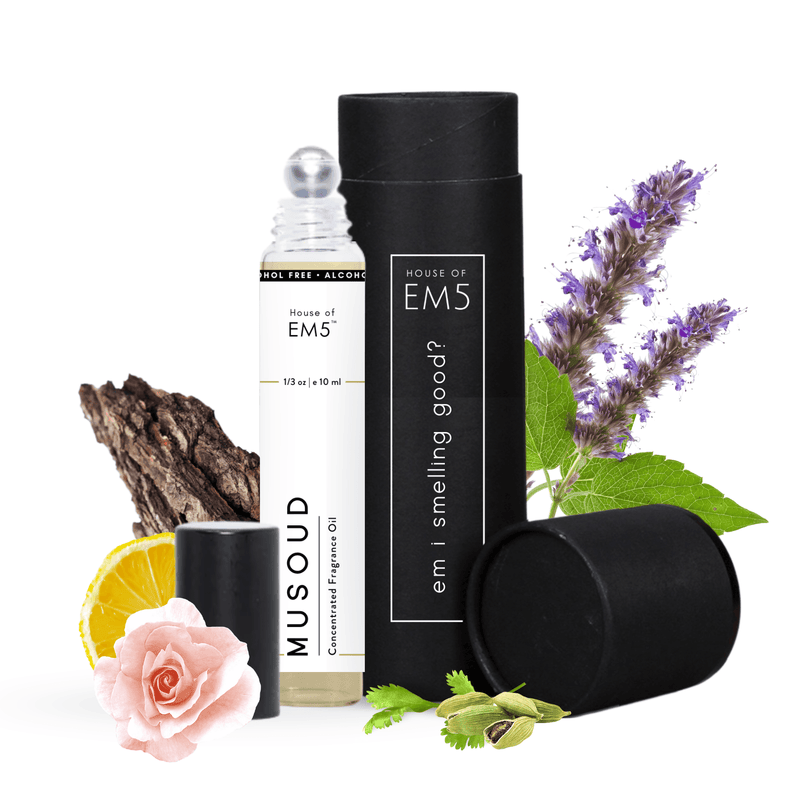 EM5™ Musoud Roll on Perfume for Men | Non Alcoholic – Concentrated Perfume Oil | 10ml | Aromatic Rose Oud
