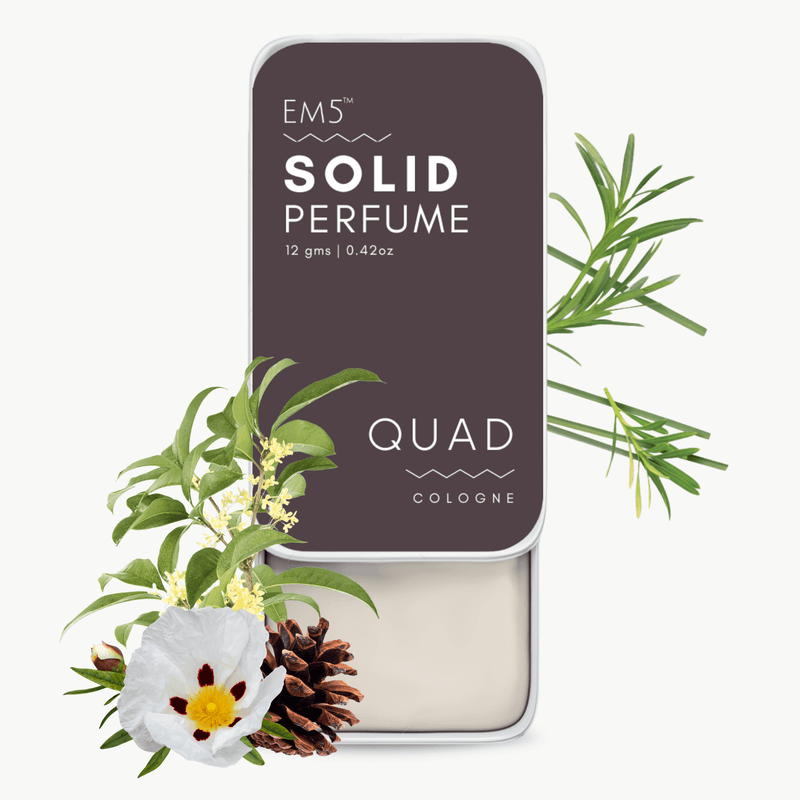 EM5™ Quad | Solid Perfume for Men | Alcohol Free Strong lasting fragrance | Tobacco Vanilla Warm Spicy | Goodness of Beeswax + Shea Butter - House of EM5