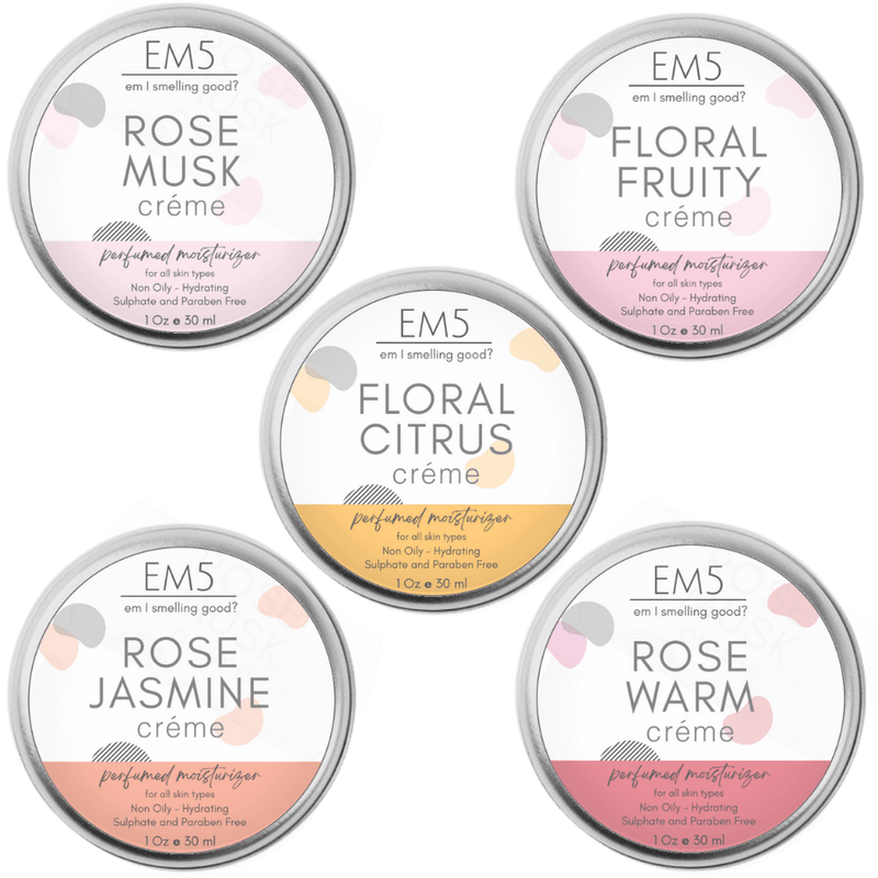 EM5™ HydroBoost Perfumed Moisturizing Crème Set of 5, 30Gms Each | Floral with Twists | Silicon and Paraben Free | Ultra Absorbing | For all Skin Types