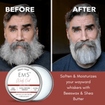EM5™ Natural Organic Beard Balm | EM5's Natural Organic Beard Balm | Medium Hold - Shine | BeesWax, Shea Butter, Jojoba Oil, Essential Oils (Woody Oud)